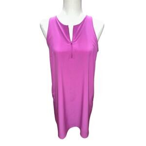 Lou & Grey Wanderweave Athletic Dress  Sleeveless 1/4 Zip Magenta S Athleisure